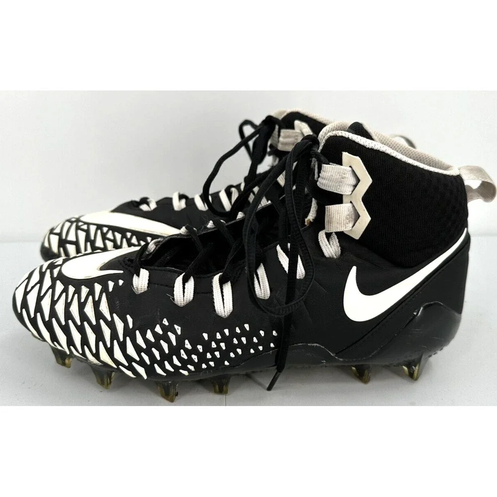 NIKE FORCE‎ SAVAGE PRO Mid Football Cleats Men's Size 10.5 Black And White